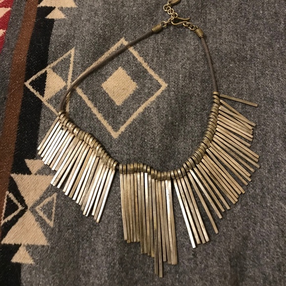 Anthropologie Jewelry - Anthropologie~ Metal Fringed Bib Necklace